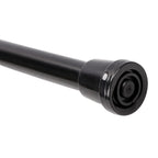 Black adjustable tension rod with non-slip rubber end for home or bathroom use