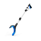 Lightweight grabber reacher tool with ergonomic handle and blue grip, mobility aid