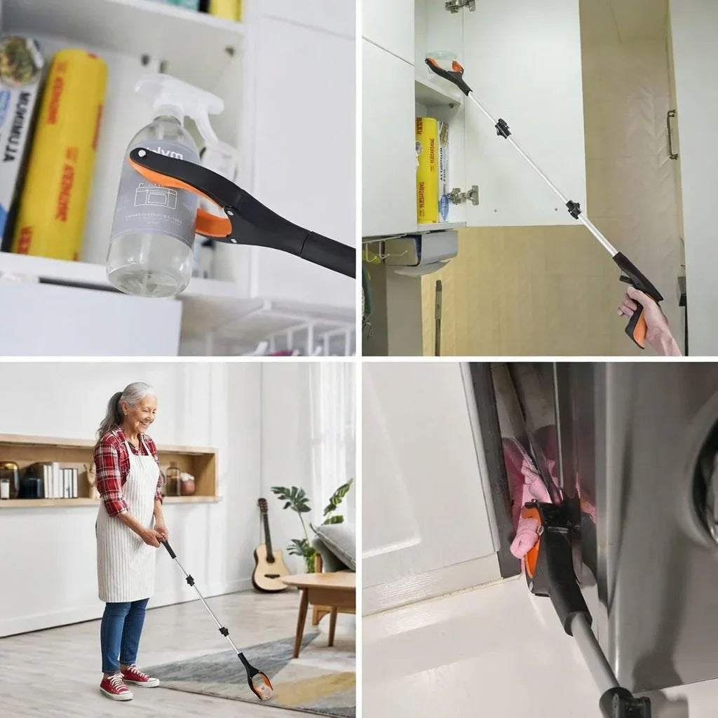 Adaptive reaching aid grabber tool used for picking up items and cleaning hard-to-reach places