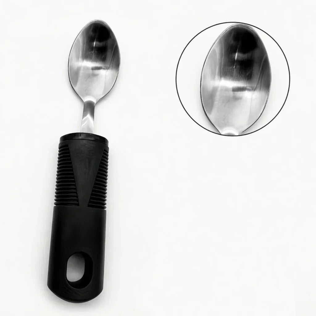 Adaptive spoon with large ergonomic handle for easy grip, ideal for limited hand mobility