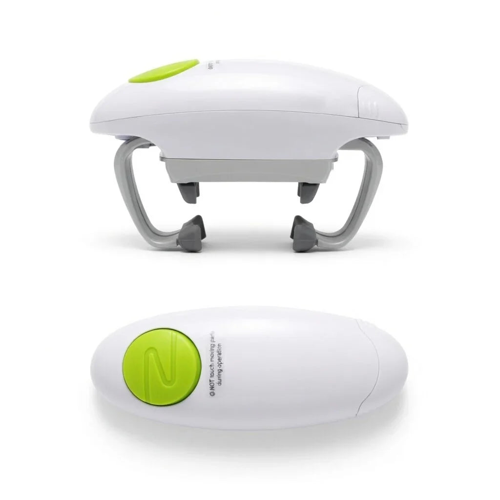 electric jar opener with easy-grip design and green button for arthritis or limited hand strength